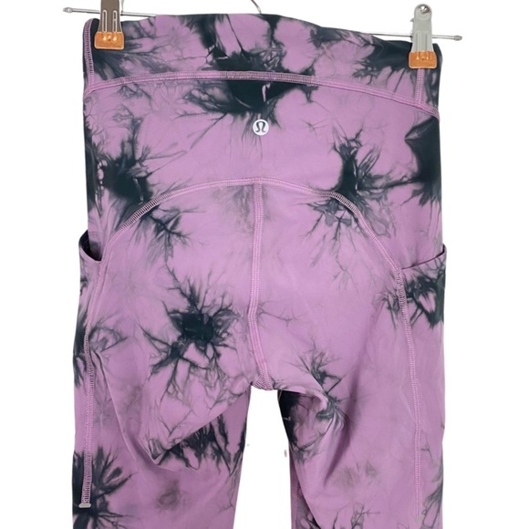 EUC Lululemon Power Thru High Rise Tight 25" Over Tie Dye Purple Grey Sz 4 Pants - Picture 6 of 16